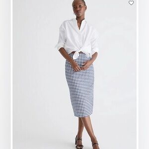 J Crew No. 3 Pencil Midi Skirt in Gingham Bi-stretch Cotton Business Wear